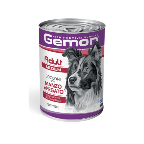 Gemon Adult Medium Beef and Liver Wet Dog Food 24x415 gr