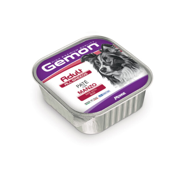 Gemon All Breeds Adult Dog Pate with Beef Wet Dog Food 150 gr