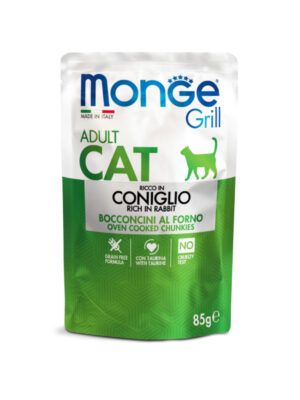 Monge Adult Wet Cat Food with Rabbit in Gravy 28×85 gr
