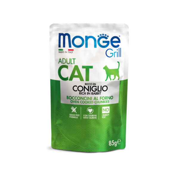 Monge Adult Wet Cat Food with Rabbit in Gravy 28×85 gr