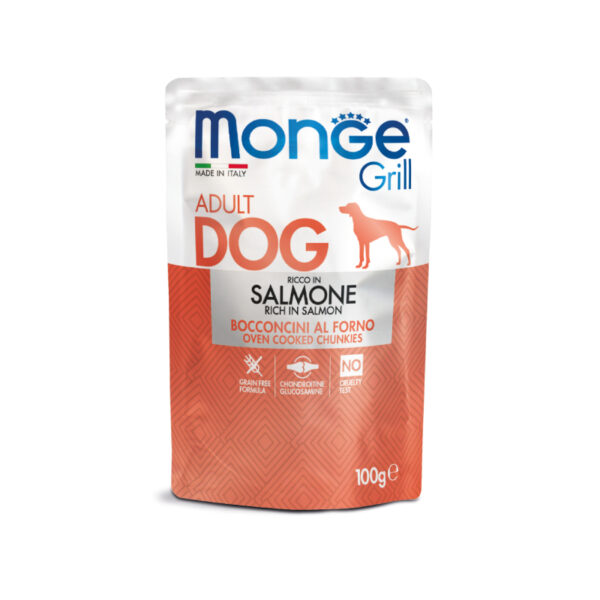 Monge Grill Adult Gravy with Salmon Wet Dog Food 100 gr