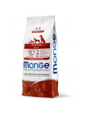 Monge Adult Lamb, Rice and Potatoes Dry Dog Food 12 kg