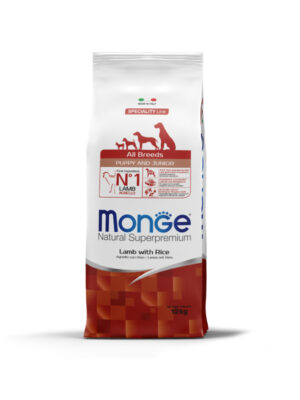 Monge All Breed Puppy and Junior Lamb and Rice Dry Dog Food 12 kg