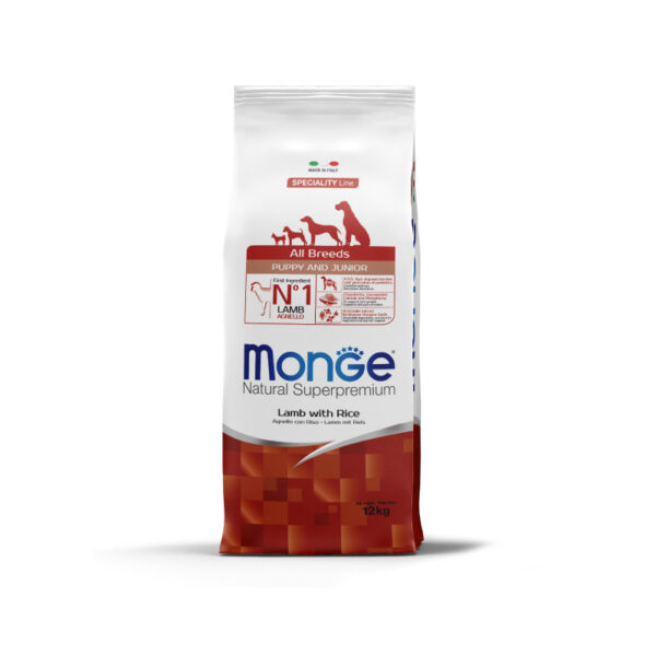 Monge All Breed Puppy and Junior Lamb and Rice Dry Dog Food 12 kg